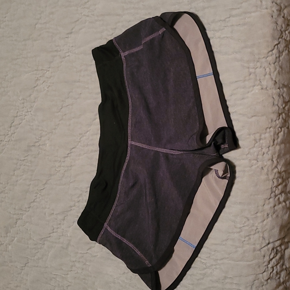 Lululemon speed up shorts, size 6, grey with black and blue accents